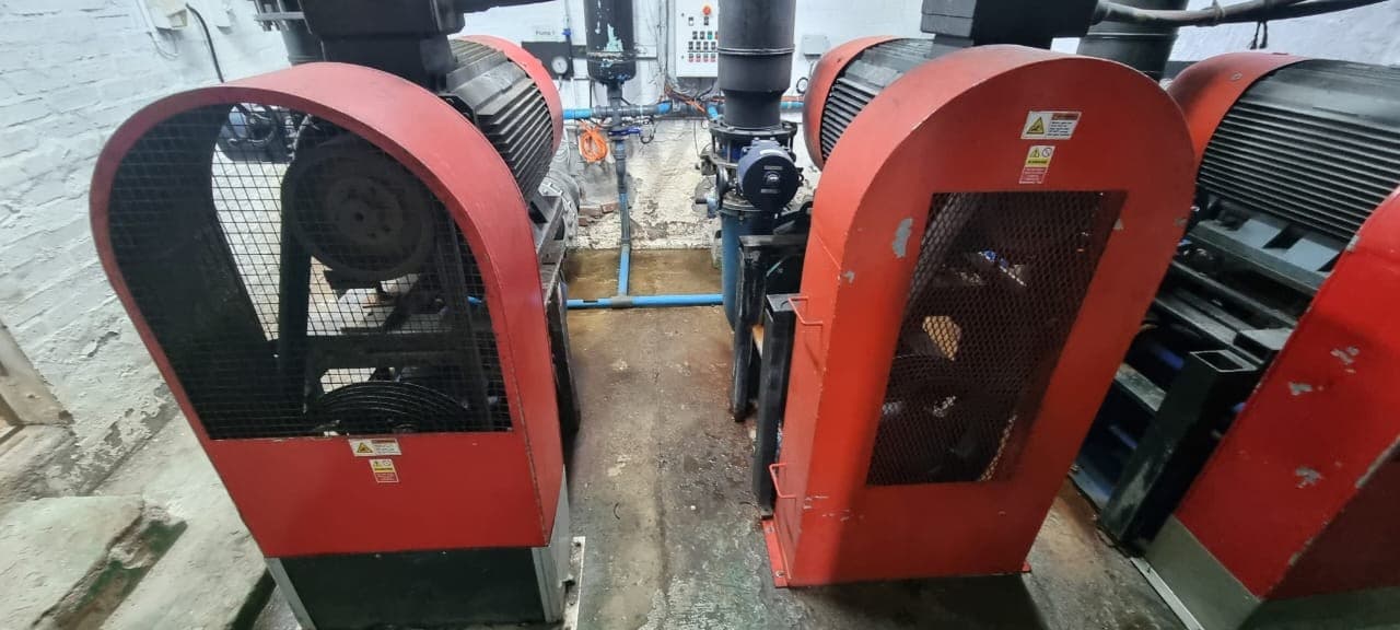 Belt-driven pump equipment in the Hermanus pump-station installation